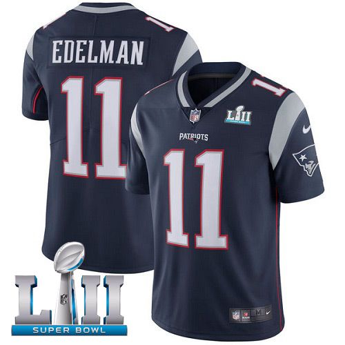 Men New England Patriots #11 Edelman Blue Limited 2018 Super Bowl NFL Jerseys